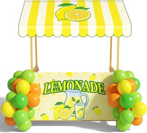 $47 SmoothNovelty Lemonade Stand Supplies Kits Summer Fresh Lemonade Stand Decorations Include Shelf, Banner, Roof, 40 Balloons for Outdoor Lemon Themed Party Decor Community Market