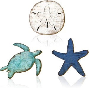 AceOrbit 3 Pcs Vintage Coastal Wooden Wall Decor Ocean Sea Turtle
