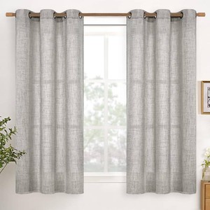 $28 YoungsTex Linen Semi Sheer Curtains 54 Inches Length for Living Room