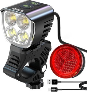 $66 Victagen Bike Light 12000lm Bike Lights for Night Riding, Waterproof Lights for bike Rechargeable Front Bike Headlight and Taillight, High & Low Beam, 10000mAh ultra long endurance bike lights