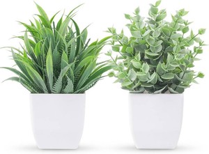 Der Rose 2 Pack Fake Plants Small Plants for Bathroom Office Decor