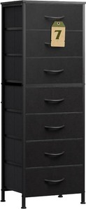 $56 WLIVE Tall Dresser for Bedroom, 7 Drawer Dresser, Black