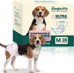 $46 Dog Diapers for Female Dogs Disposable - M 36 Count - Leak-Proof & Super Absorbent - for Incontinence, Heat, Potty Training & Travel, Easy to Put On (3 boxes)