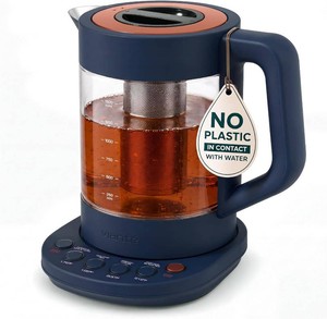 $100 Viante Alba Electric Tea Kettle, Infuser, No Plastic, 1.5L, Midnight Blue