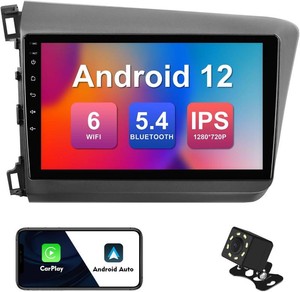 $116 232G 9-inch Android 12 Car Stereo for Honda Civic 2012-2015 IPS Touchscreen Screen Car Radio with WiFi 6 Carplay & Android Auto Support Backup Camera GPS FM Navi Bluetooth 5.4 SWC