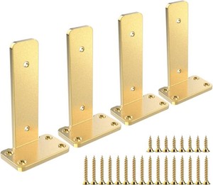 $32 Floating Shelf Brackets upgraded, 10 inch, Gold Heavy Duty Iron Shelf Brackets, Industrial Modern Floating Shelf Support for Wall Mount Shelves,4 Pack, Wide Brackets ,Support DIY(5mm Thickening Type).