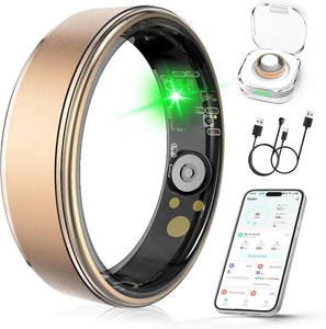 $60 Smart Ring, Fitness & Health TrackerSleepHRVHeart RateSpO2 (Gold,10#)