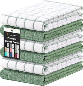 $28 Homaxy Large Premium Cotton Kitchen Towels 16x 28, 6 Pack, Grass Green