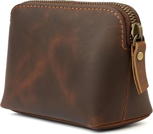 $20 Full Grain Leather Cosmetic Bag   Zippered Makeup Pouch for Women, Small Travel Toiletry & Organizer Pouch for Purse, Premium Handmade Leather (5   4   2.5 in)