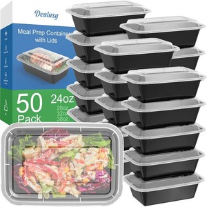 $30 Dealusy 50 Pack (100-Piece) 24 oz Meal Prep Containers Reusable with Lids