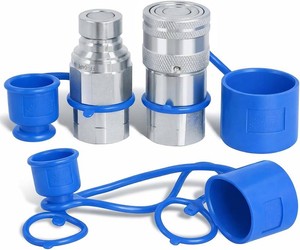 $27 12 NPT Flat Face Hydraulic Couplers with 2 Extra Dust Caps(ISO16028) (missing caps)