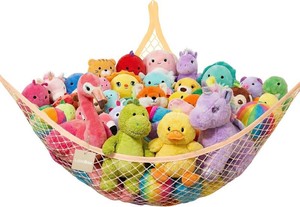 Lazebox Stuffed Animal Net Hammock for Plushie Toys, Stuffed Animal Hammock Corner for Kids Room Decor, Ideas for Organizing Stuffy Collection, Yellow, L (72 x 50 x 50)-pack of 1