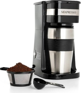 $28 Mixpresso Single Serve & Single Cup Coffee Maker with 14oz Travel Mug Black
