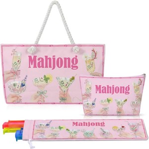$29 3 Pcs Mahjong Bags for Tile and Rack, Cheers, Pink