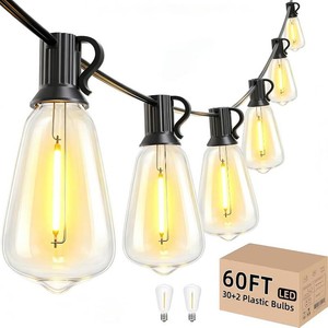 $30 Svater Outdoor String Lights 60 FT, Patio Light Waterproof 32 LED Bulbs