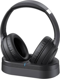$90 Wireless Headphones for TV Watching, TV Headphones Wireless for Seniors with Versatile Transmitter Charging Dock, Instant Audio Sync, 60-Hour Playtime, Perfect for Parents & Seniors, Black