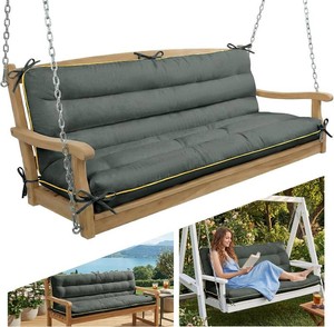 $28 60 40 INCH Outdoor Swing Cushion with Backrest, Tie Straps & Memory Foam