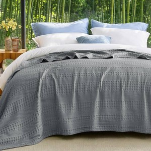 $43 BEDELITE Dark Grey Cooling Waffle Blanket Queen Size for Bed, 90x90 Inch