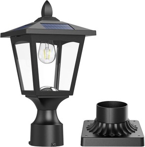 $40 Solar Post Lights, 6000K Dusk to Dawn Solar Lamp Post Light with Pier Mount Base, Solar Post Lights Outdoor Waterproof for Garden Yard Landscape Pole Pillar, Outside Decorative Lamp(Cool White)