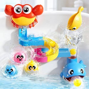 $23 JOVA lalalark Bath Toys for Kids, 7-in-1 Shower Bathtub Toy with Crab, Whale, Rotating Fish & Slide Track, Interactive Water Play Set with Pour & Spray Fun for Kids, Boys Girls Birthday Gifts 3-5