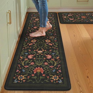$46 Collive Kitchen Floor Mats Cushioned Anti Fatigue, Black Sink Rugs Sets