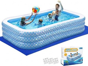 $55 Inflatable Swimming Pool for Kids and Adults- 118 x 68 x 22 Family Full-Sized Blow Up Pools for Kids-Thickened Durable Above Ground Swimming Pool Backyard Lawn, Summer Party Outdoor and Indoor