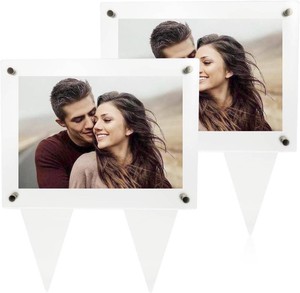 $27 5x7 Waterproof Picture Frame for Grave, 2pcs Vertical Acrylic Outdoor Memorial Cemetery Decorations Garden Marker For Funeral Gift