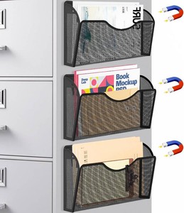 $23 Magnetic File Holder 3 Pockets File Folder Organizer, Office Hanging Magazine Rack for File Cabinets, Magnetic Paper Holder, No Drilling Mail Organizer for Refrigerator, Whiteboard, Office, Kitchen