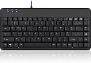 $25 Perixx PERIBOARD-409H Wired USB Mini Keyboard with 2 USB Hubs, Black, US English Layout