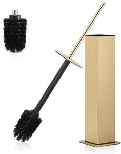 $36 BVL Toilet Brush and Holder Set Gold Stainless Steel 304 Square Freestanding Toilet Brush for Bathroom