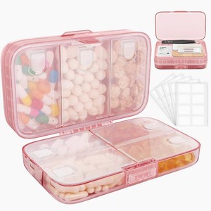 FYY Travel Pill Organizer, Large Weekly Medicine Pill Organizer-Pink