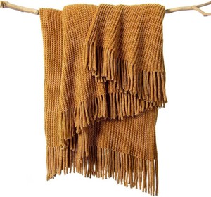 $26 lifein Throw Blanket for Couch, Soft Boho Decor Bed Throw,Cozy Brown Knitted Chenille Small Knit Farmhouse Lightweight Throw (Golden Brown,50  60)