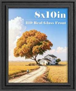 PEALSN 8x10 Picture Frame Black Textured Photo Frame with Real Glass