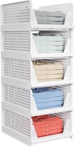 $56 caktraie 5 Pack Stackable Closet Storage Basket - Stackable Storage Bins