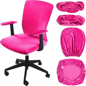 Tallew 4 Pcs Office Chair Covers Set with Armrest, Stretchable,Rose Red