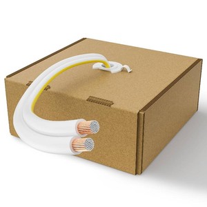 $25 14AWG Speaker Wire 150 FT, 142 Gauge Audio Speaker Wire, for Car Speakers Stereo, Home Theater, Automotive Wire, White Jacket with Yellow Polarity Marker, CCA, 2 Conductors Electrical Wire