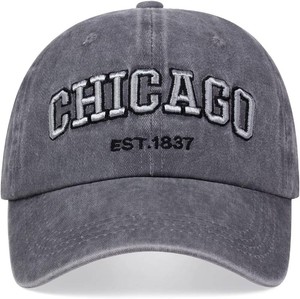 Chicago Hat for Men Women 3D Embroidery Vintage City Dad Hats Baseball Cap