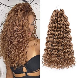 $29 ZRQ 18 Inch GoGo Curl Crochet Hair Honey Blond 8 Packs Beach Curl Hair For Women Synthetic Deep Twist Crochet Braids Water Wave Crochet hair Synthetic Extensions