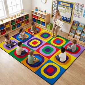 $83 Kids Rug, Classroom Carpets Playmat Rugs, 5x7 Ft Colorful Classroom Rug