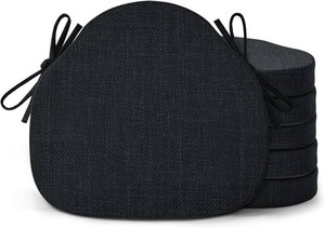 $73 Shinnwa Kitchen Chair Cushions Set of 6, High-Resilience Foam Windsor Seat Pads, Dining Chair Cushions with Ties & Textured Cover, 6 Pack, 16.5 x 15.5 x 2, Charcoal