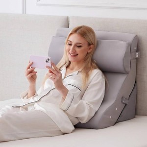 $51 Ruqmuis Wedge Pillow Set for After Surgery, Bed Wedge Pillow, Plush Grey