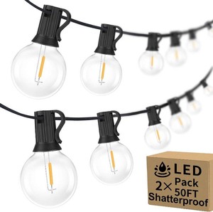 $37 100ft 2-Pack Outdoor String Lights, G40 LED Globe Waterproof Patio Lights