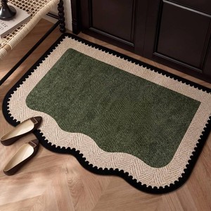 $30 Breling Green Entryway Rug 2 x 3 ft Large Scalloped Welcome Mat Printed