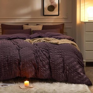 $40 JELLYMONI Purple Seersucker Duvet Cover Set Queen Size