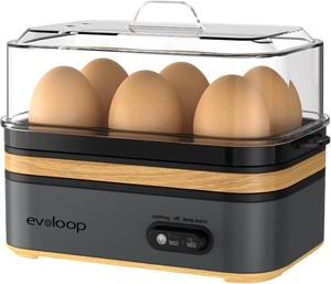 $32 Evoloop Rapid Egg Cooker Electric 6 Eggs Capacity, Soft, Medium, Hard Boiled, Poacher, Omelet Maker Egg Poacher With Auto Shut-Off, BPA Free