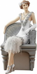 $43 Comfy Hour 9.5 Inch 1920s Lady Figurine, Art Deco Woman Statue