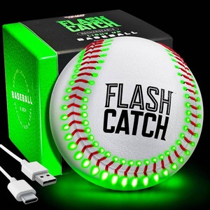 $25 FlashCatch Rechargeable Light Up Baseball - Sports Gifts for Boys - Ball Accessories Gear Gift Ideas for Teenage Boy - Glow in Dark Balls - Cool Stuff for Teen Kids Age 8, 9, 10, 11, 12, 13, 14 Year