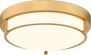 $58 Flush Mount Light Fixture, 12 inch 2-Light Modern Ceiling Light with Brass Gold Finish for Hallway Kitchen Laundry Bedroom, 4822-BB