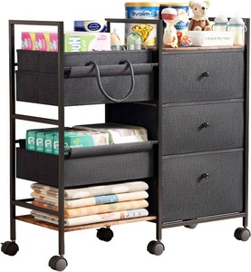 $60 2in1 Baby Diaper Caddy Organizer and Storage Cart with Dividers and Drawers