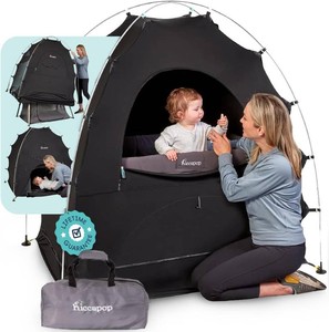 $80 Hiccapop Blackout Tent for Pack and Play Blackout Cover Blocks 99% of Light